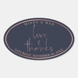 PixDezines IMITATS ROSE GOLD LIEBE+DANKS|DIY FARBE Ovaler Aufkleber