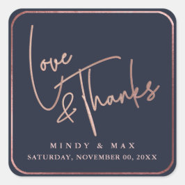 PixDezines IMITATS ROSE GOLD LIEBE+DANKS|DIY FARBE Quadratischer Aufkleber