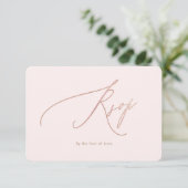 PixDezines Imitats Rose Gold Luxe Calligraphie UAW RSVP Karte (Stehend Vorderseite)