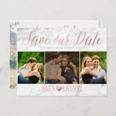 PixDezines IMITATS ROSE GOLD/MARBLE/RETTEN DATUM Ankündigungspostkarte (Vorne/Hinten)