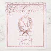 PixDezines Imitats Rose Gold Monogram+Laurel Wreat Weinetikett (Einzelnes Label)