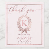 PixDezines Imitats Rose Gold Monogram+Laurel Wreat Weinetikett (Einzelnes Label)