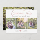 PixDezines Imitats Rose Gold Rettete unser Datum Ankündigungspostkarte (Vorne/Hinten)