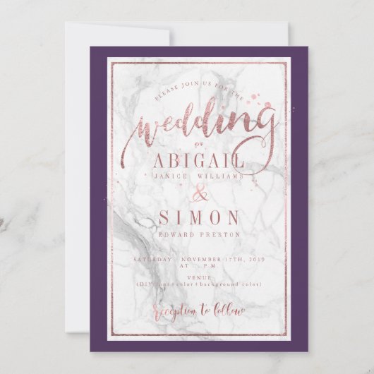 PixDezines Imitats Rose Gold Script/DIY Farbe Einladung (Rückseite)