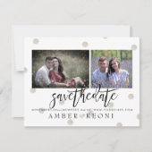 PixDezines Imitats Silver Polka Dots Save the Date (Vorderseite)