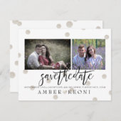 PixDezines Imitats Silver Polka Dots Save the Date (Vorne/Hinten)