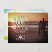 PixDezines Imitats Silver Save the Date Ankündigungspostkarte (Vorne/Hinten)