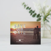 PixDezines Imitats Silver Save the Date Ankündigungspostkarte (Stehend Vorderseite)