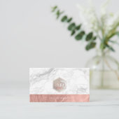 PIXDEZINES-IMPERALKRONE| MARBLE IMITAT ROSE GOLD VISITENKARTE (Stehend Vorderseite)