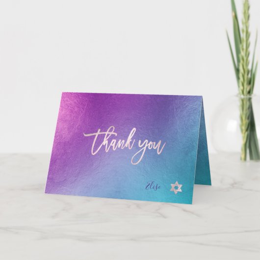 PixDezines Iridescent Ombre Blue Viol ✡ Vielen Dan Karte (Vorderseite)