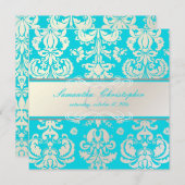 PixDezines Isabella Damask, Perle+Aqua/DIY Farbe Einladung (Vorne/Hinten)