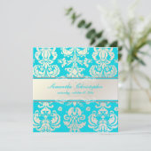 PixDezines Isabella Damask, Perle+Aqua/DIY Farbe Einladung (Stehend Vorderseite)