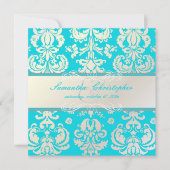 PixDezines Isabella Damask, Perle+Aqua/DIY Farbe Einladung (Vorderseite)