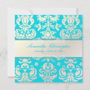PixDezines Isabella Damast, Perle+Aqua/DIY Farbe Einladung