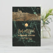 PixDezines Jerusalem+Grüner Marmor Bar Mitzvah Einladung (Stehend Vorderseite)