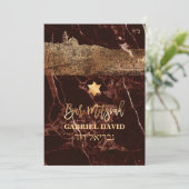 PixDezines Jerusalem+Masala Roter Marmor Bar Mitzv Einladung (Stehend Vorderseite)