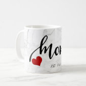 PixDezines-JUNGE MUTTER-Marble+Modernes Skript Kaffeetasse (Vorderseite Links)