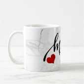 PixDezines-JUNGE MUTTER-Marble+Modernes Skript Kaffeetasse (Links)