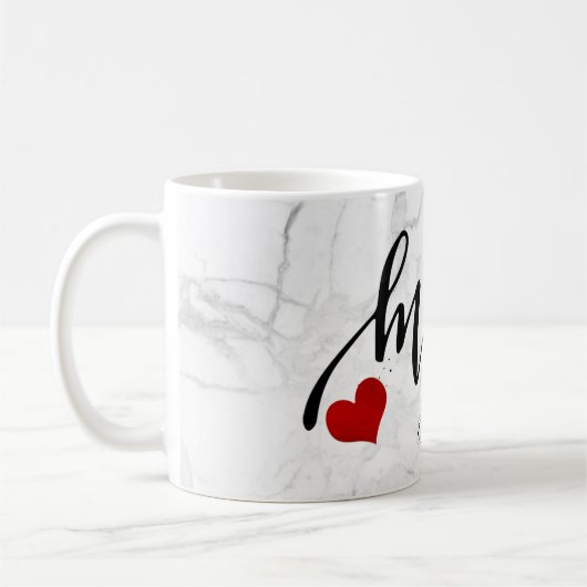 PixDezines-JUNGE MUTTER-Marble+Modernes Skript Kaffeetasse (Links)