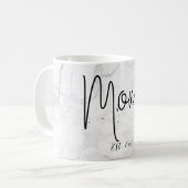 PixDezines-JUNGE MUTTER-Marble+Modernes Skript Kaffeetasse (Vorderseite Links)