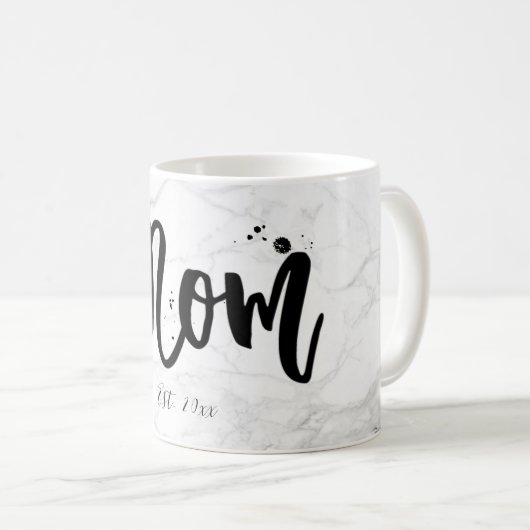 PixDezines-JUNGE MUTTER-Marble+Modernes Skript Kaffeetasse (VorderseiteRechts)