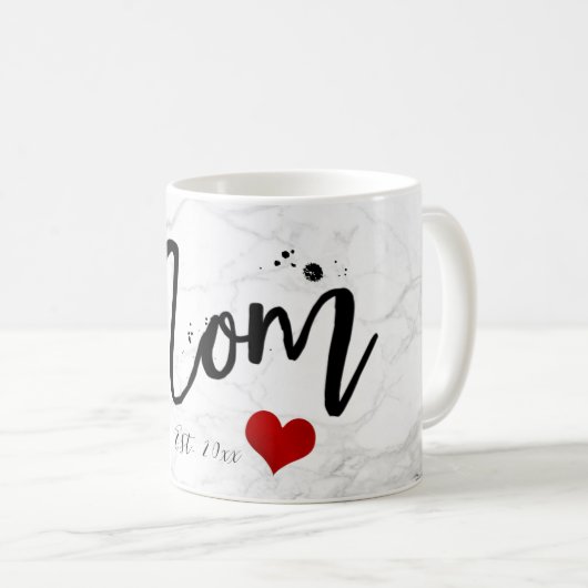 PixDezines-JUNGE MUTTER-Marble+Modernes Skript Kaffeetasse (VorderseiteRechts)