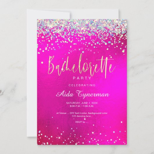 PixDezines Junggeselinnen-Abschied Holographic Con Einladung (Vorderseite)
