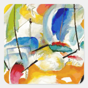 PixDezines Kandinsky 1913 Seeschlacht Improvisatio Quadratischer Aufkleber