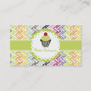 PixDezines keylime cupcake+ikat Zickzack Visitenkarte