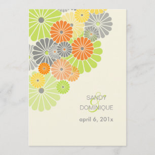 PixDezines Kiku (Chrysanthemum), Zitrusfarbe Einladung