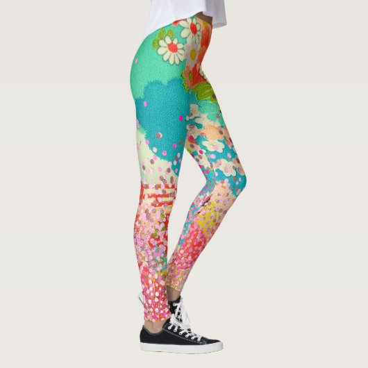 PixDezines Kimono/Peonies/Kirschblüten Leggings (Rechts)