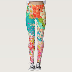 PixDezines Kimono/Peonies/Kirschblüten Leggings