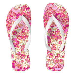 PixDezines Kimono/rosa Sakura/gefälschter Chirimen Badesandalen
