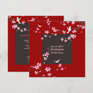 PixDezines Kirschblüte/dunkle Hintergrundfarbe Einladung