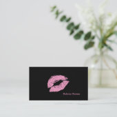 PixDezines Kiss Pulver Rosa Lippen Visitenkarte (Stehend Vorderseite)
