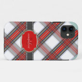 PixDezines-Klan Stewart-Tartan/rot+grau Case-Mate iPhone Hülle (Rückseite (Horizontal))
