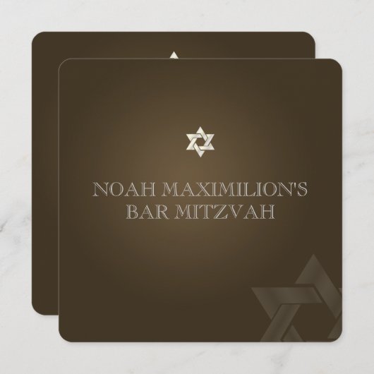 PixDezines - klassische Mitzvah-/Braun-/Gaumenfarb Einladung (Vorne/Hinten)