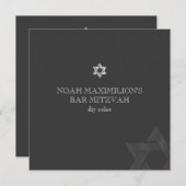 PixDezines - klassische Mitzvah/grau+silber/dunkle Einladung (Vorne/Hinten)