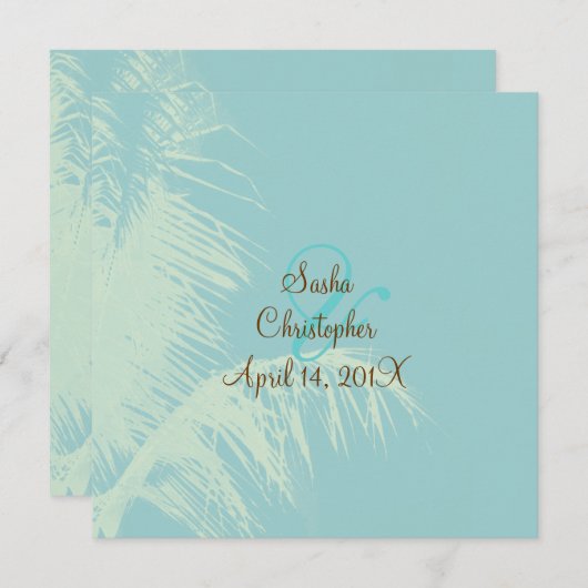 PixDezines Kokosnuss Silhouette/Farbton Einladung (Vorne/Hinten)