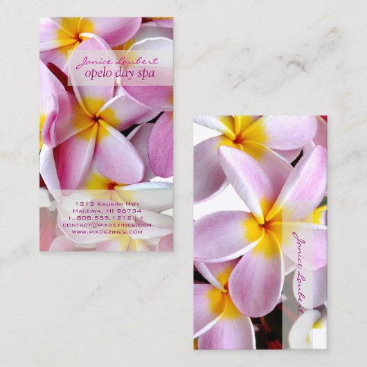 PixDezines KONA PINK PLUMERIAS Visitenkarte (Vorne/Hinten)