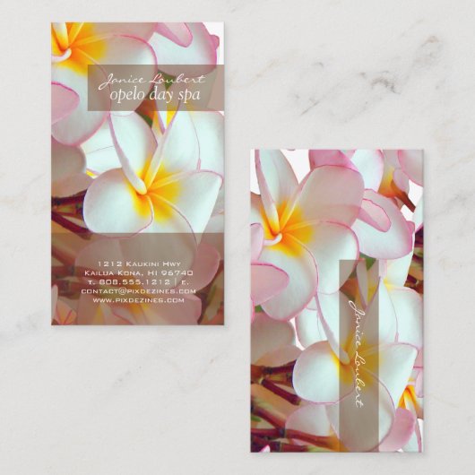 PixDezines kona rosa Plumeria Visitenkarte (Vorne/Hinten)