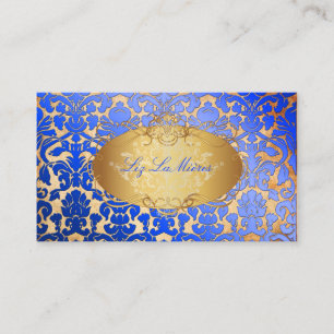 PixDezines königsblaue Flora-Damask/Faux-Pergament Visitenkarte