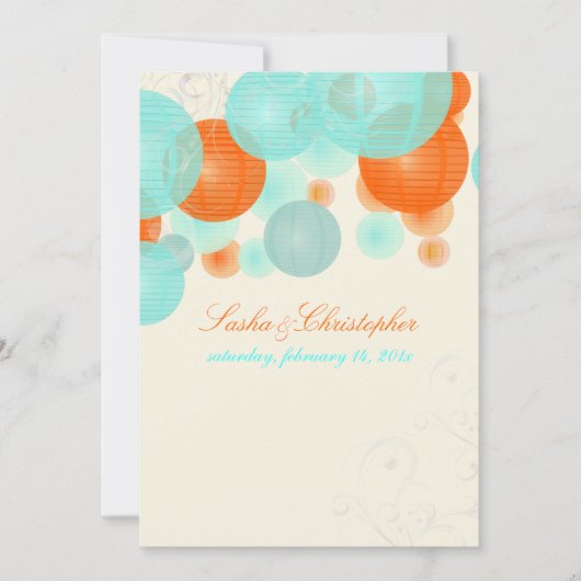 PixDezines Korallen+blaue Laternen/Farbton Einladung (Vorderseite)