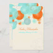 PixDezines Korallen+blaue Laternen/Farbton Einladung (Vorne/Hinten)