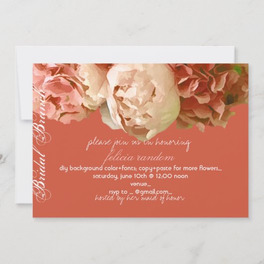 PixDezines Korallenbäume/Hydrangeas/Bräunungsbrunc Einladung (Rückseite)