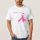 PixDezines Krebsbewusstsein, rosa Band T-Shirt (Vorderseite)