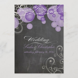 PixDezines Kreidetafel + violette Laternen/ Einladung