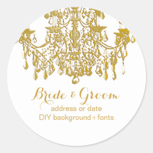 PixDezines Kronleuchter aus Kristall in Goldoptik Runder Aufkleber