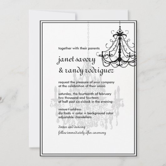 PixDezines Kronleuchter/DIY Event+Hintergrundfarbe Einladung (Rückseite)