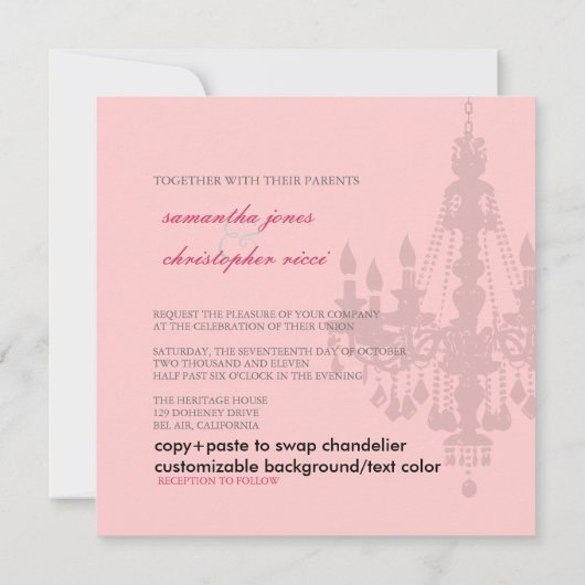PixDezines Kronleuchter, Einladungen zur Hochzeit (Rückseite)
